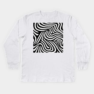 Hypnotic Black and White Swirls Kids Long Sleeve T-Shirt